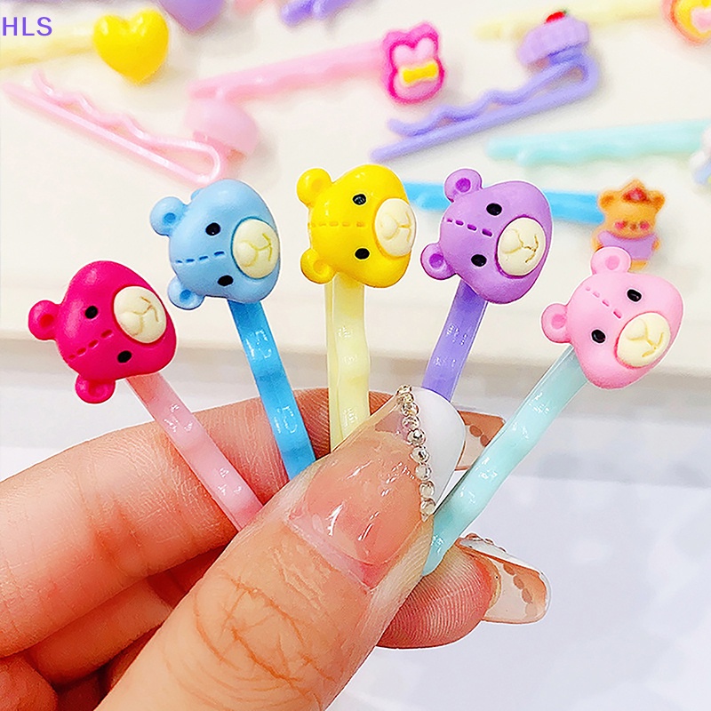 1 Bộ Kẹp Tóc Mái Hình Ngôi Sao / Trái Tim / Hoa Hoạt Hình Màu Sắc Ngọt Ngào Cho Bé Gái