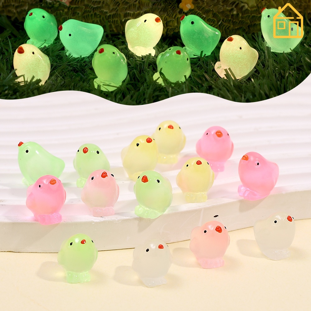 Mô Hình Gà Con Mini Bằng Nhựa Resin Dạ Quang Dễ Thương Trang Trí Tiểu Cảnh