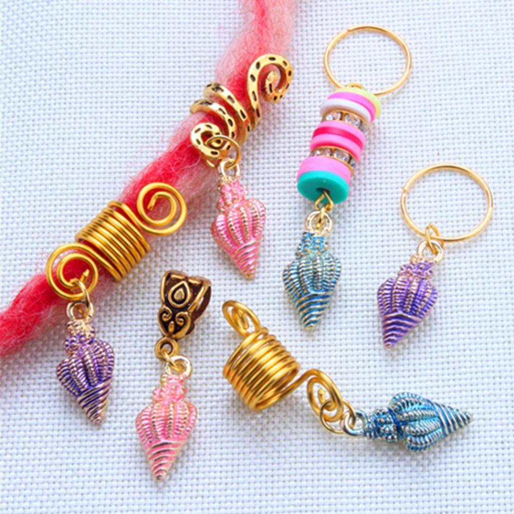 Bộ 2 Dây Buộc Tóc Hình Vỏ Sò Bằng Hợp Kim Phong Cách Hip Hop Dread Dreadlock