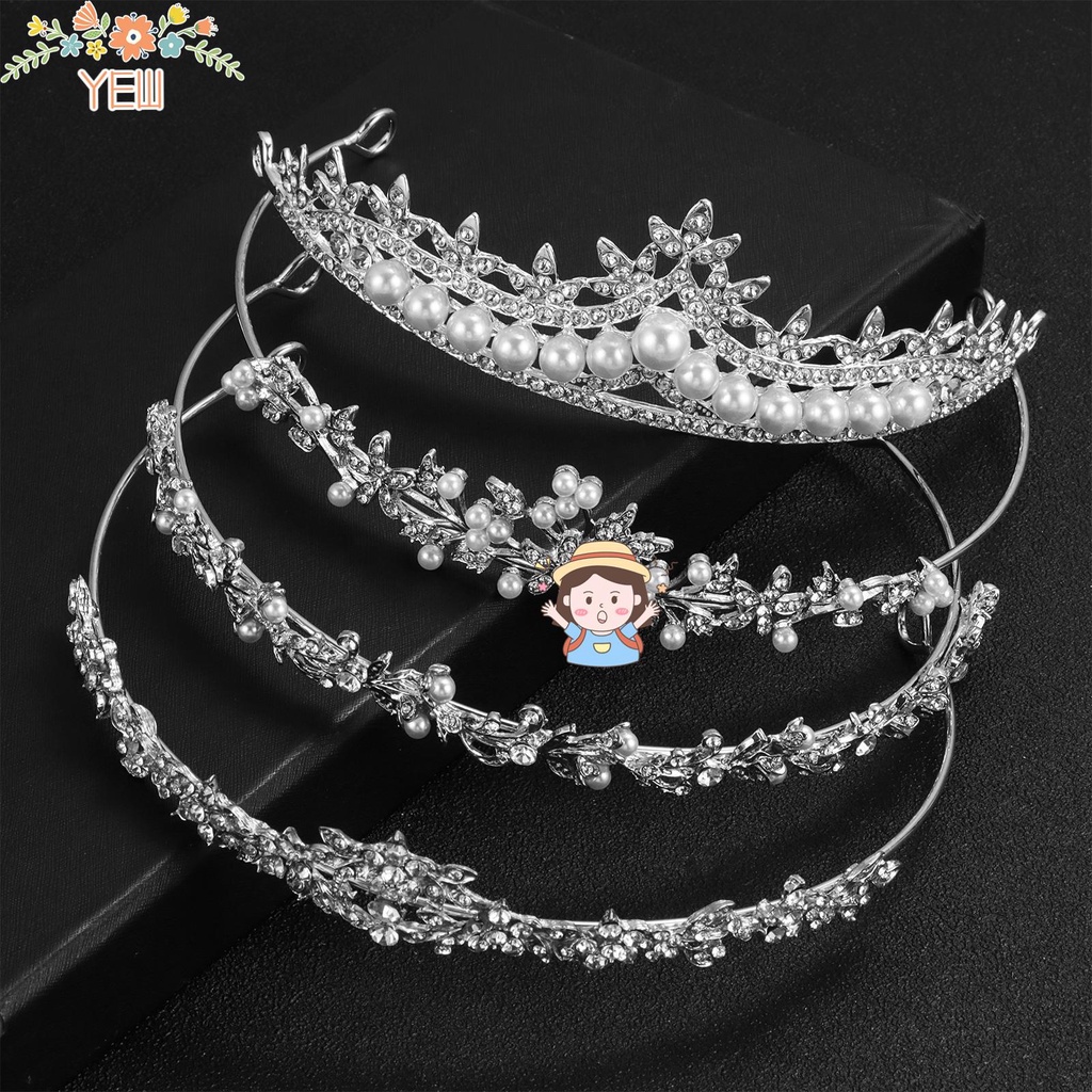 Băng Đô Hình Vương Miện Đính Đá Pha Lê Thời Trang Xinh Xắn