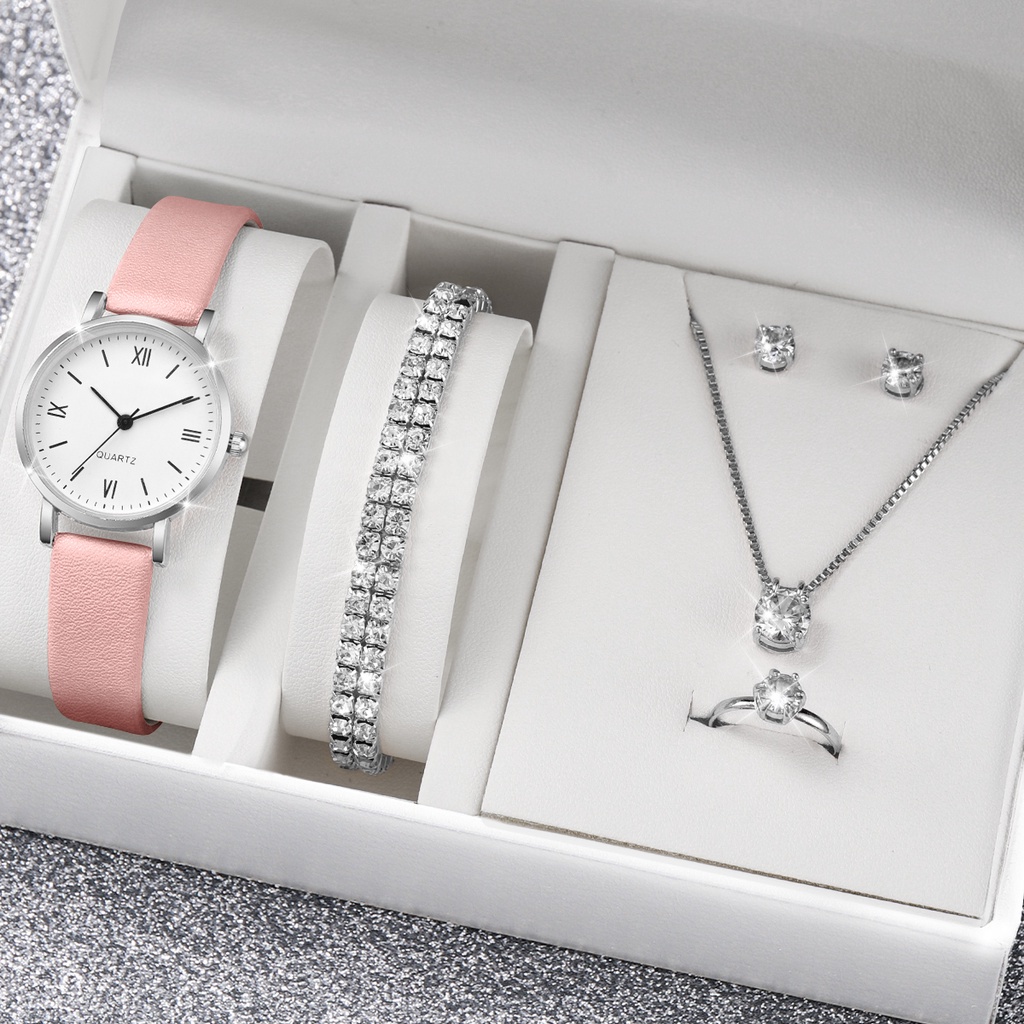 Đồng Hồ Quartz Nữ Dây Da Mặt Đính Hột Xoàn Thời Trang
