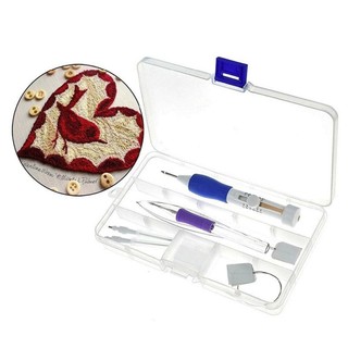 Embroidery Punch Needle Pen Kit Stitching Tool Set Threaders Knitting Sewing