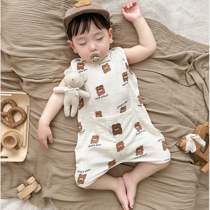 Bộ Áo Liền Quần Sát Nách Chất Liệu Cotton Dễ Thương Thời Trang Mùa Hè Cho Bé Sơ Sinh