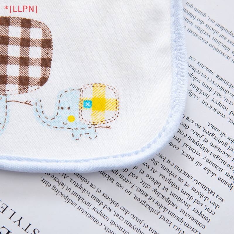 Yếm Ăn Cotton Hai Lớp Chống Thấm Nước In Hình Chú Voi Dễ Thương Cho Bé