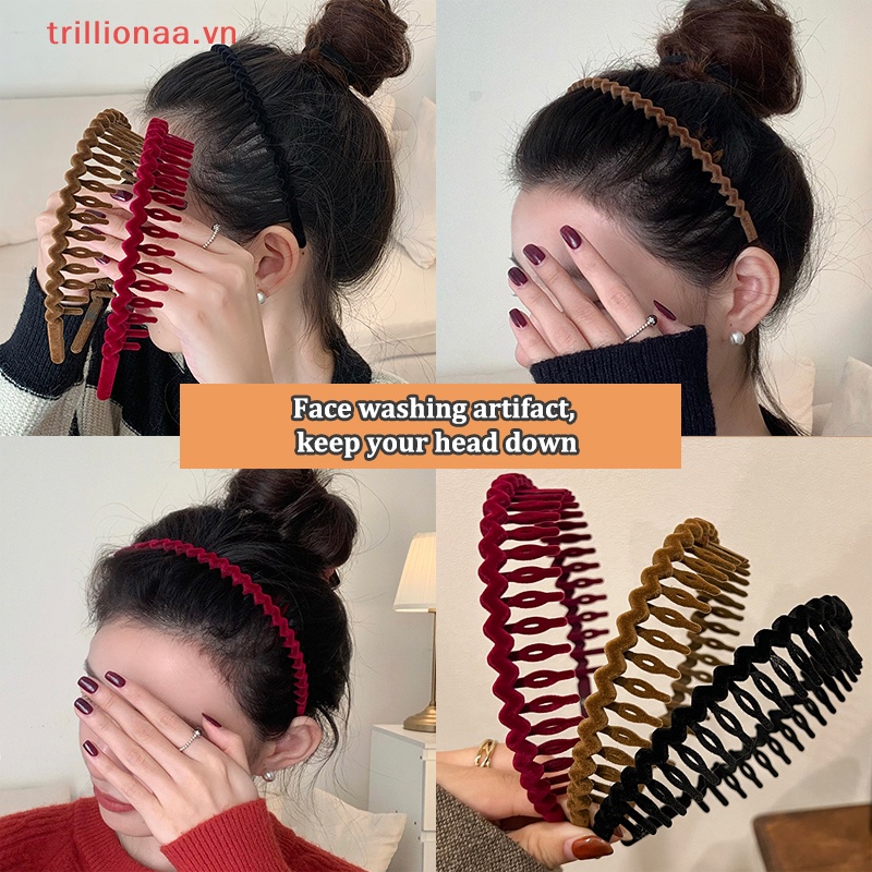 Băng Đô Cài Tóc Màu Trơn Có Răng Chống Trượt Thời Trang Cho Nữ