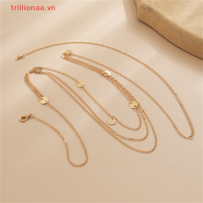 Dây Đeo Hông Nhiều Lớp Đính Kim Sa Phong Cách Boho Thời Trang Cho Nữ