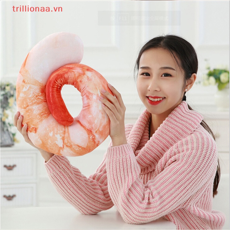 Gối Kê Cổ Chữ U Hình Tôm Nhồi Bông Thời Trang