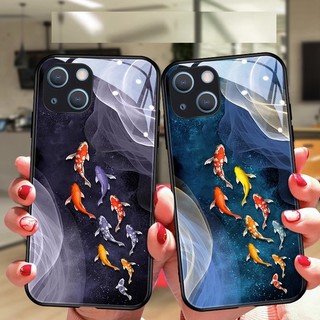 Ốp Điện Thoại Kính Cường Lực Hình Cá May Mắn Cho iphone 13 12 mini 14 pro max 11 6 Plus 7 6s 8 X XR XS max