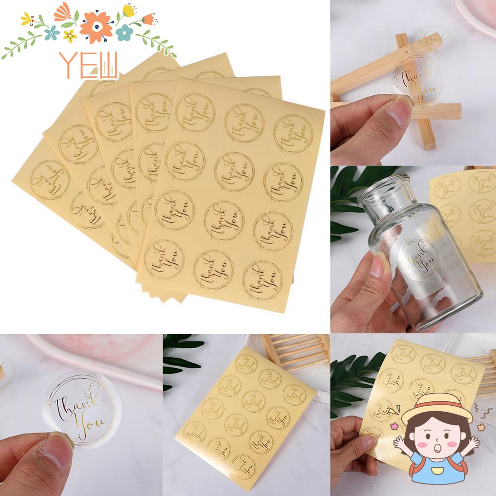 Set 60 / 120 Sticker Tròn Mạ Đồng In Chữ Thank You Độc Đáo Trang Trí Bánh Cưới