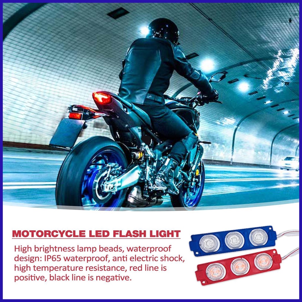 Đèn LED Nhấp Nháy Ánh Sáng Đỏ Và Xanh Dương Chống Thấm Nước Gắn Đuôi Xe Mô Tô robpvn