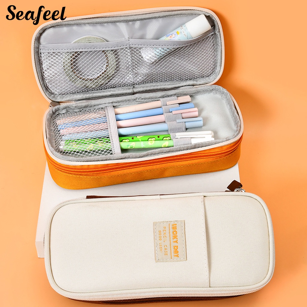 Túi Đựng Bút Bằng Vải Canvas Có Khóa Kéo Sức Chứa Lớn Màu Sắc