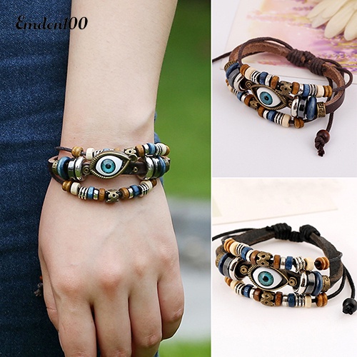 Vòng Tay Dây Da Mặt Hình Con Mắt Cho Nam Và Nữ