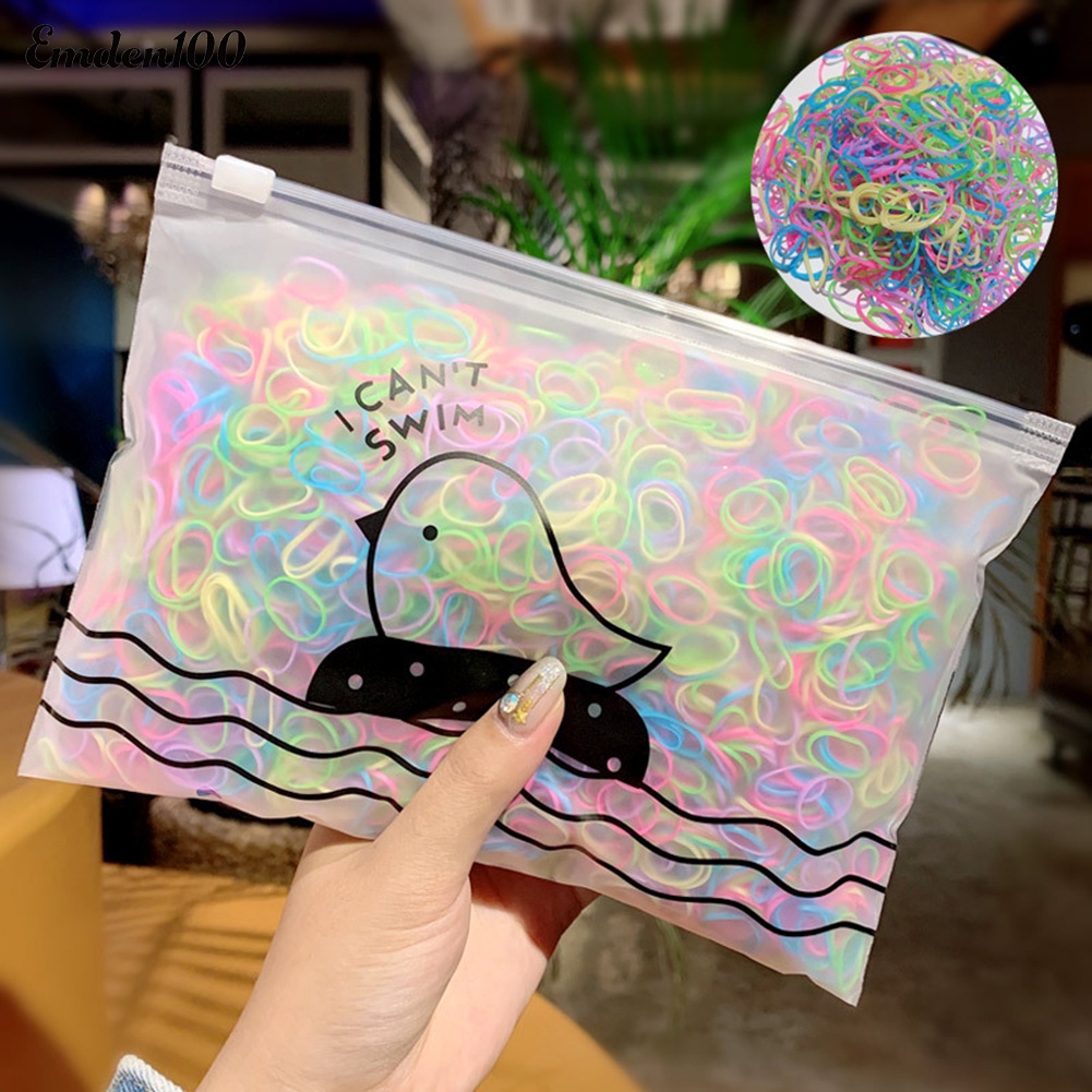 Túi 1000 Dây Buộc Tóc Co Giãn Nhiều Màu Sắc Dùng Một Lần Dành Cho Nữ