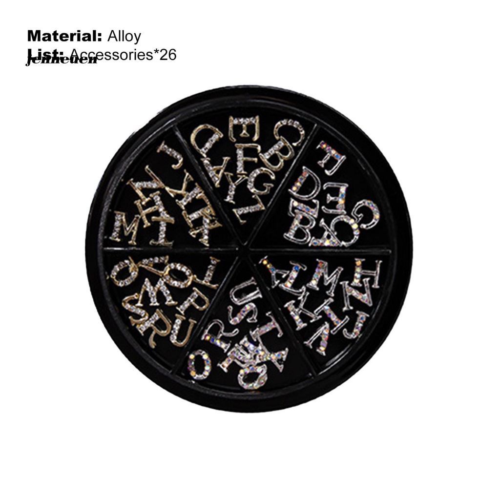 Set 26 Phụ Kiện Trang Trí Móng Tay / Móng Chân Chống Trượt In Chữ Đính Đá