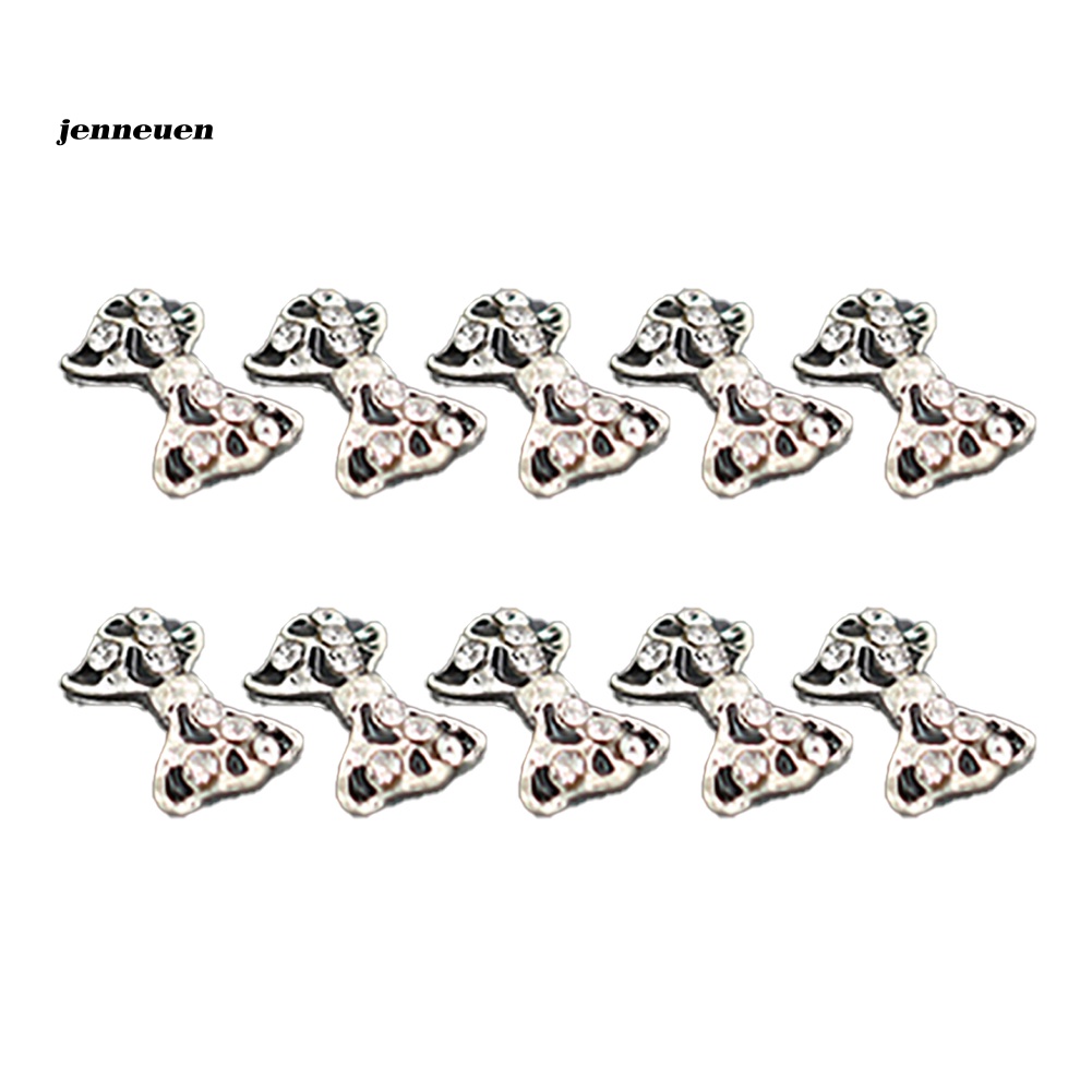 Bộ 10 Miếng Dán Móng Tay Hình Nơ Bằng Hợp Kim Đính Đá Lấp Lánh 3D DIY