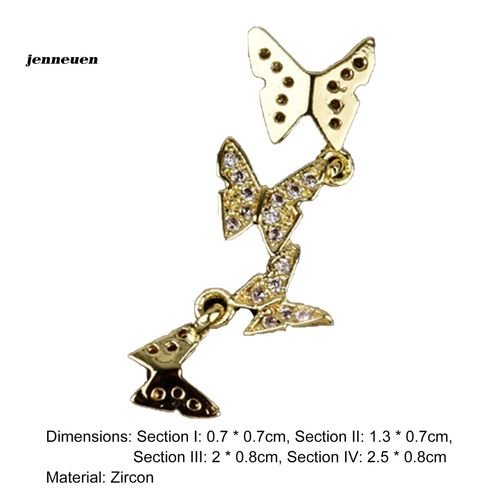 Hộp Phụ Kiện Trang Trí Móng Hình Bướm Màu Sắc Vàng / Bạc Thời Trang Dành Cho Nữ