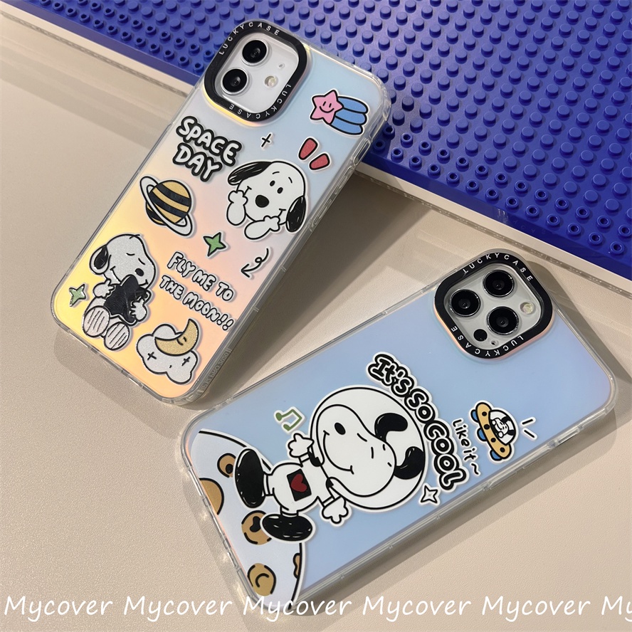Ốp Điện Thoại Silicon Mềm Hình Snoopy Màu Gradient Lấp Lánh Cho iPhone 14 13 12 11 Pro Max X XR Xs Max 6 7 8 Plus