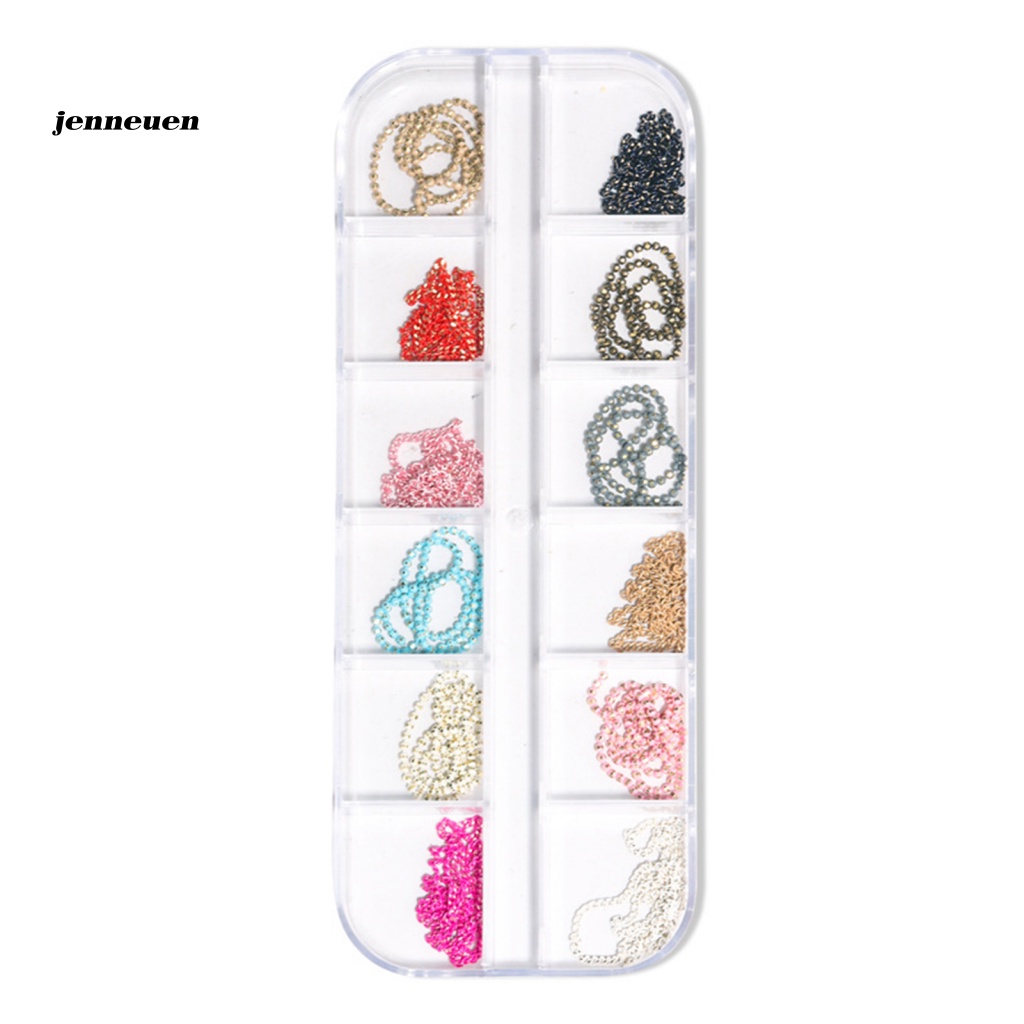Set 12 Dây Xích Nhiều Màu Sắc Dùng Trang Trí Móng Tay Nghệ Thuật