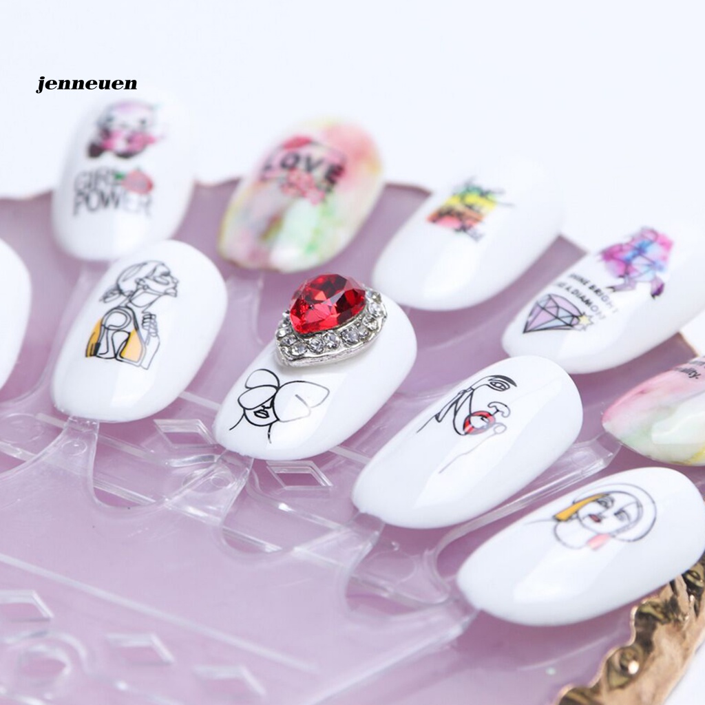 1 Bộ Miếng Dán Móng Tay Dạng Trượt Nước Hình Hoa Lá Màu Đen