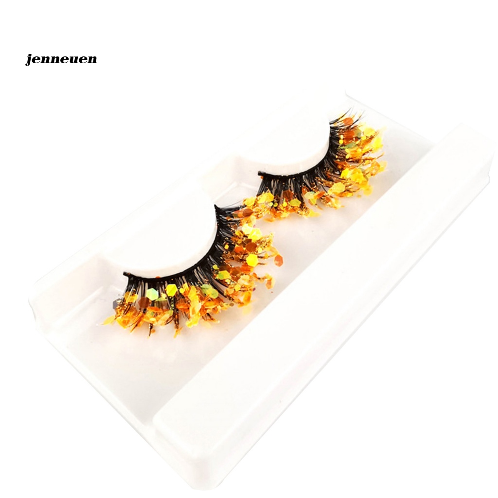 1 Cặp Lông Mi Giả 2 Kiểu Đính Kim Sa 3D Phát Sáng Dành Cho Nữ