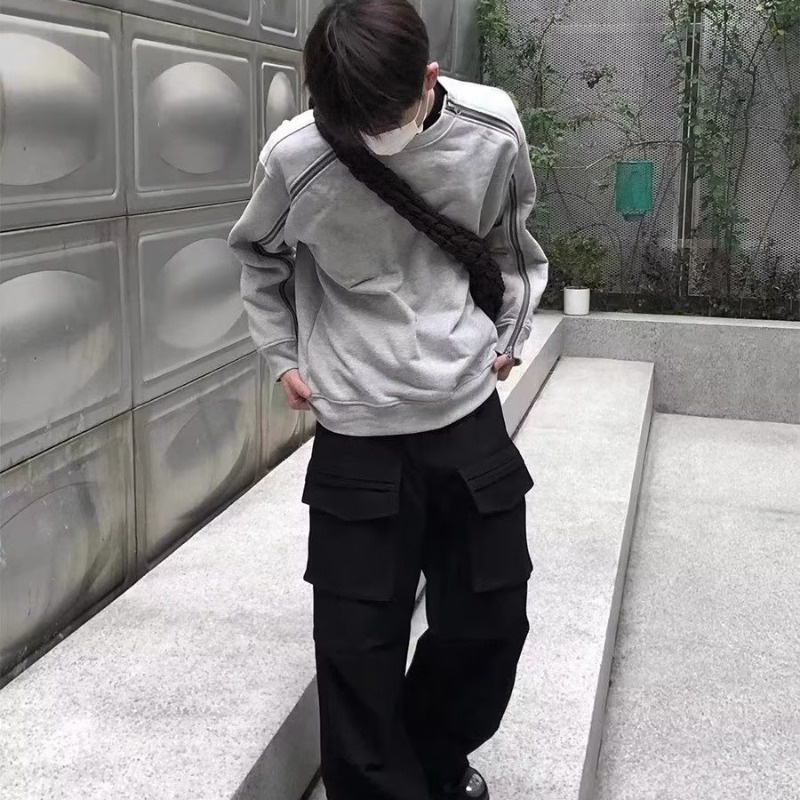 Áo Sweater Cổ Tròn Có Khóa Kéo Đôi Màu Trơn Phong Cách Hàn Quốc Thời Trang Cho Nam