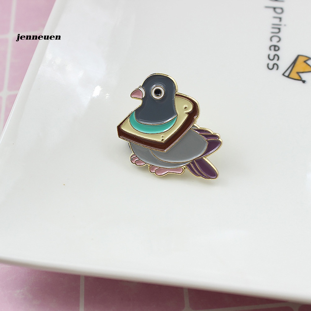 Trâm Cài Áo Hình Bánh Mì / Chim Bồ Câu Hoạt Hình Tráng Men Cho Nam Và Nữ