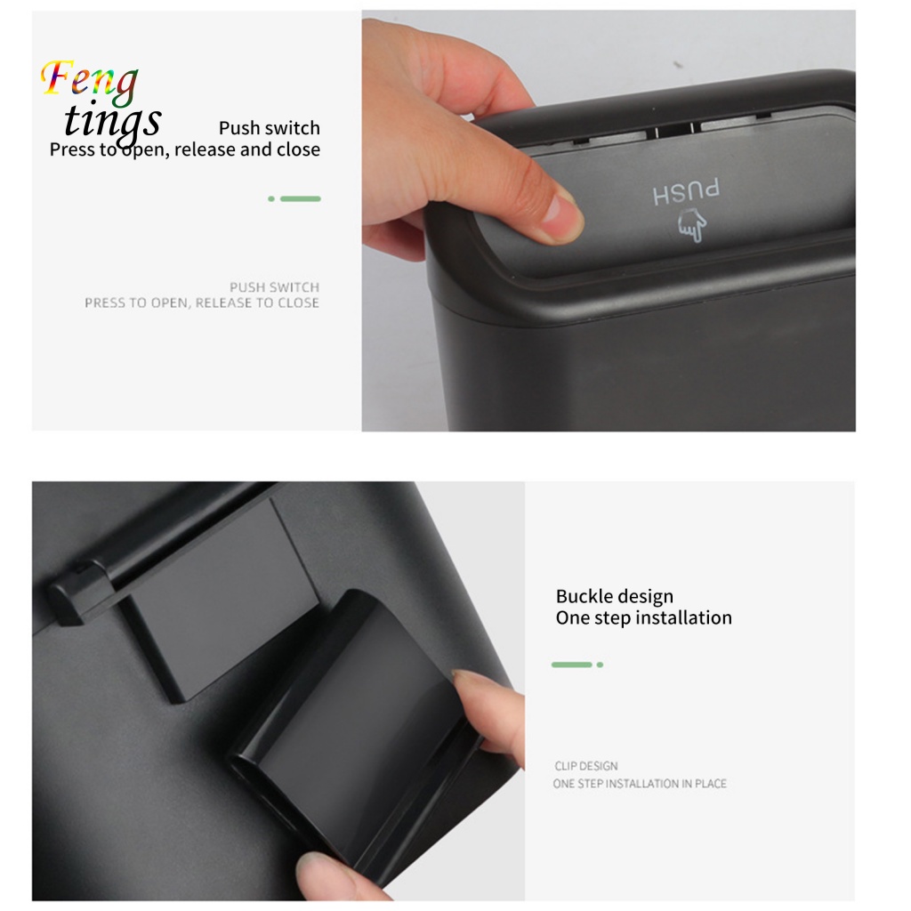 Thùng Rác Nắp Lật Màu Đen Dạng Kẹp Tháo Rời Được Đa Năng Dành Cho Xe Hơi