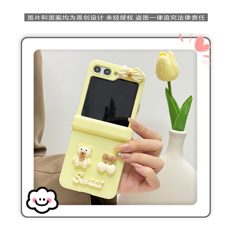 Thời Trang Ốp Điện Thoại Họa Tiết Gấu Hoạt Hình Dễ Thương Cho samsung galaxy z flip 5 4 3 5g flip5 zflip5 zflip4