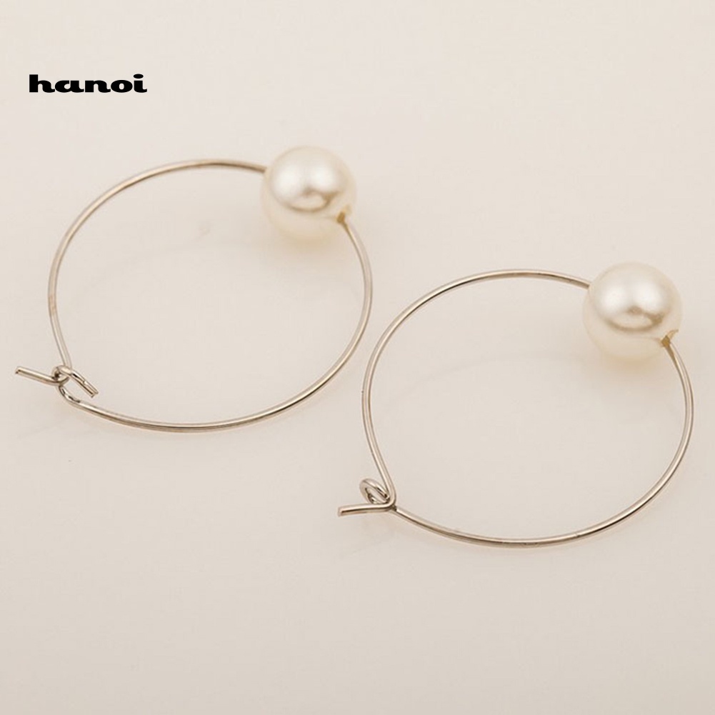 Bông Tai Tròn Đính Ngọc Trai Giả Thời Trang Cho Nữ