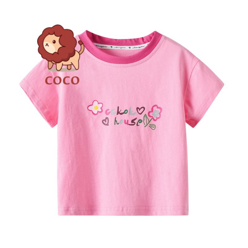 Áo Thun Tay Ngắn In Hình Hoa Nhỏ Thời Trang Mùa Hè Phong Cách Mới Cho Bé Gái