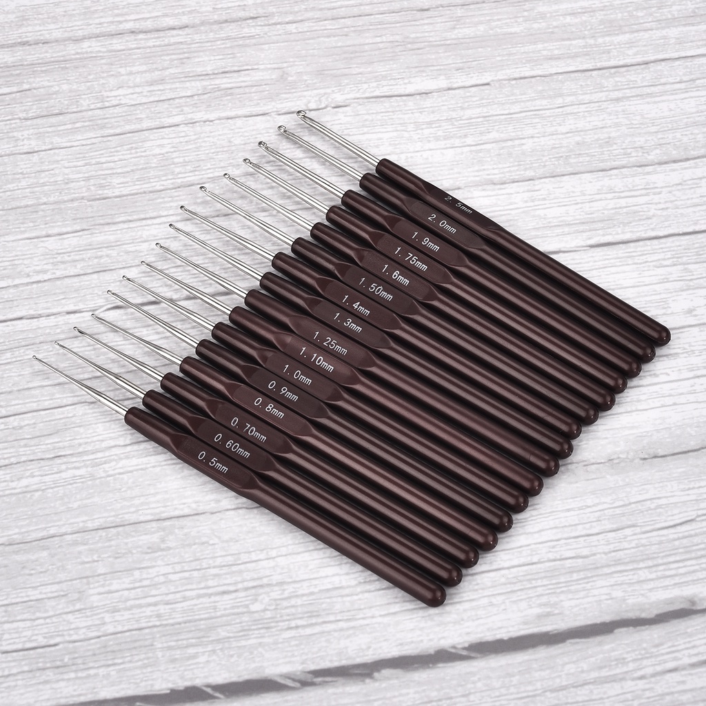 16pcs kim dệt kim ABS xử lý crochet xử lý kim đặt 0.5mm - 2.5mm sợi len đan kim dụng cụ