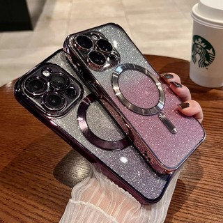 Ốp Điện Thoại TPU Trong Suốt Mạ Điện Từ Tính Bảo Vệ Camera Cho iPhone 14 Pro Max 14 Plus 11 12 13 Pro Max