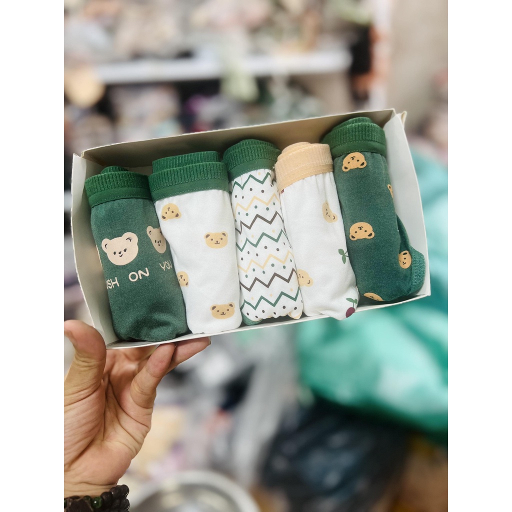 C13 Set 10 quần cute gấu xanh, cotton mịn thấm hút mồ hôi, thoáng mát, dễ thương