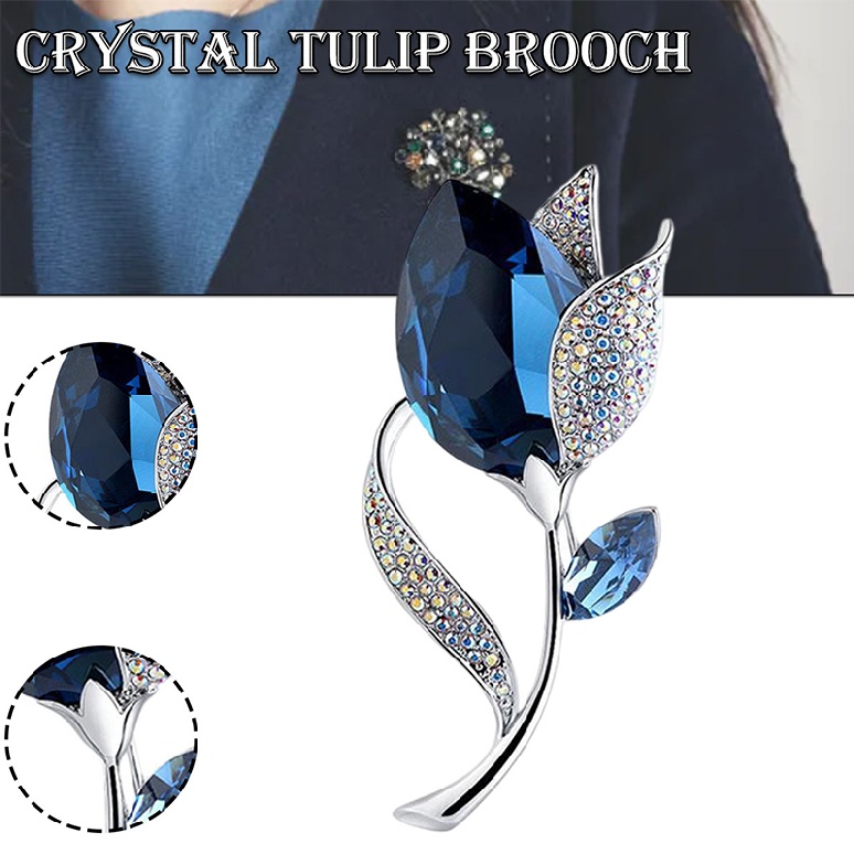 New 1pc Tulip Flower Brooch Pin Fashion Luxury Alloy for Women Shirts Gifts