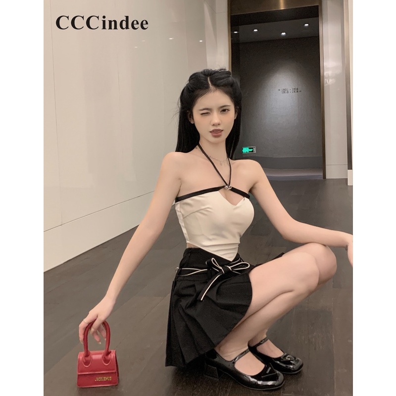 Áo Tank Top Hai Dây Dáng Ôm Màu Tương Phản Thời Trang Mới 2023 Dành Cho Bạn Nữ