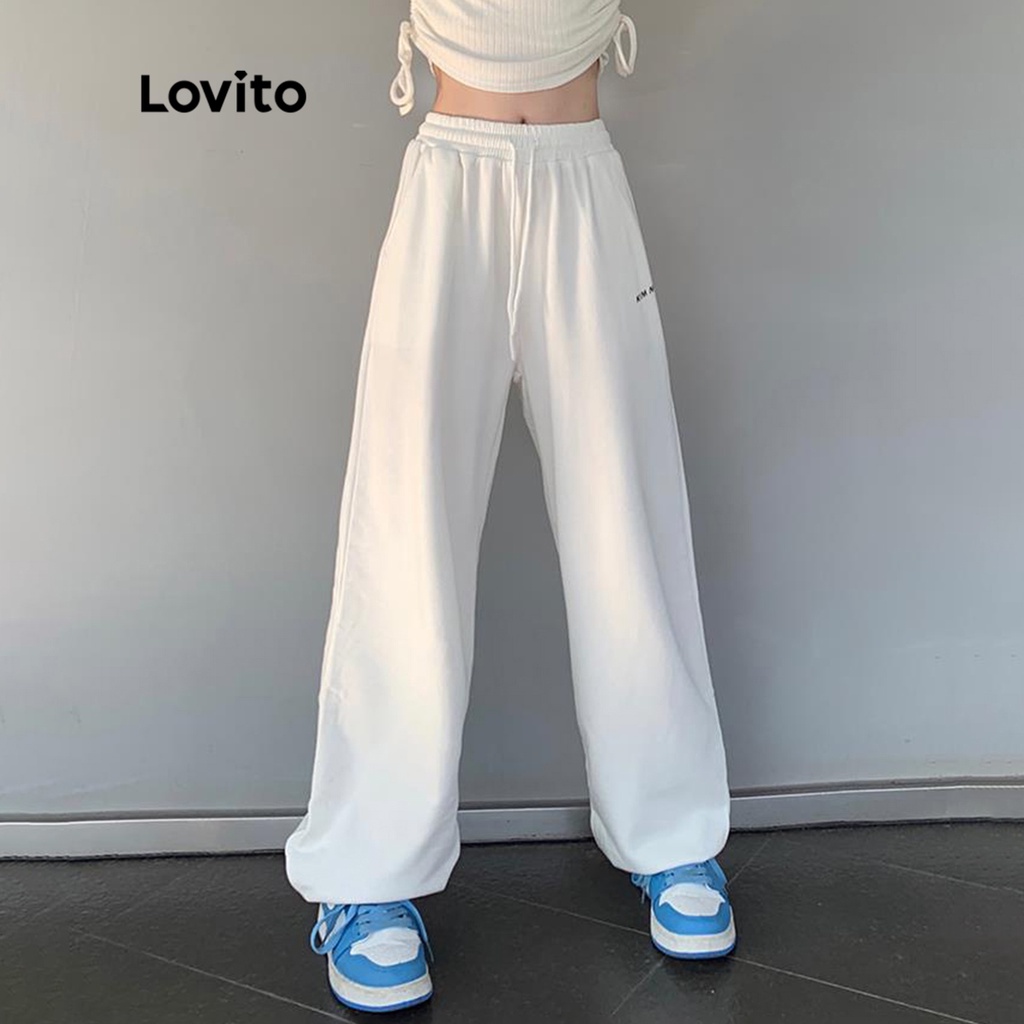 Quần LOVITO dây rút có túi màu trơn thường ngày dành cho nữ LNA02119