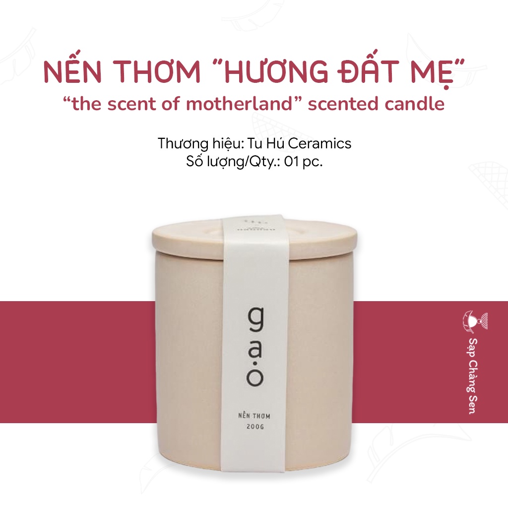 Nến thơm "Hương đất mẹ"  - 200g | gạo, xanh, đất