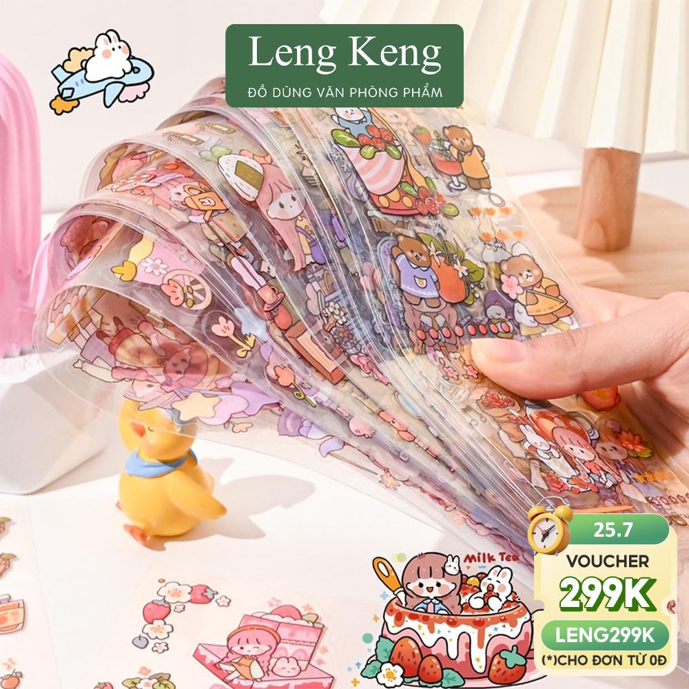 Sticker cuộn cute văn phòng phẩm Leng Keng whashi tape cuộn băng keo dán trang trí sổ tay hình đáng yêu STK03