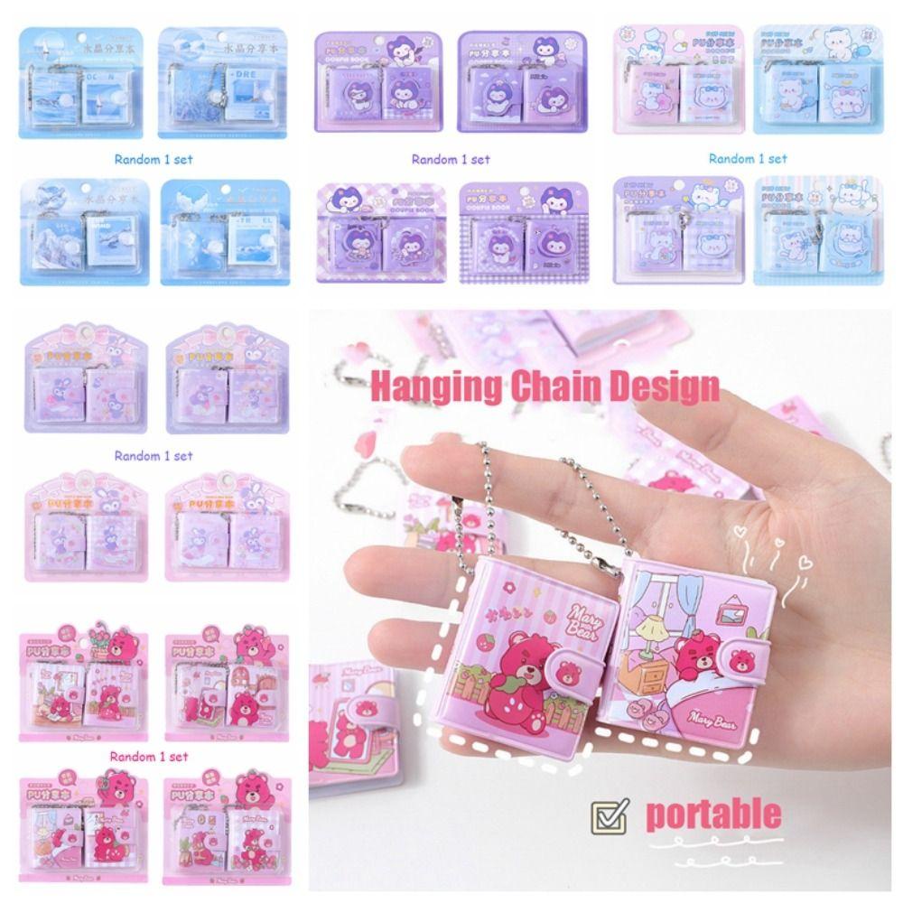 Lanfy Set 2 Sổ Tay mini Họa Tiết Hoạt Hình Gấu Dâu Tây Dễ Thương Kèm Móc Khóa