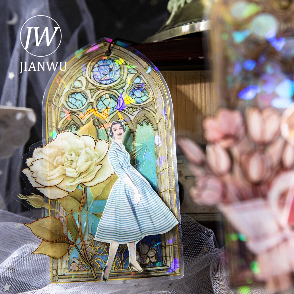 Bộ 10 Tấm Sticker Dán Cửa Sổ Bằng PET Tạo Hình Hoa Lá Kiểu Vintage