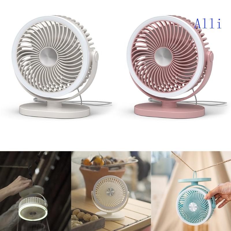 Quạt Làm Mát Để Bàn 2 Tốc Độ Tùy Chỉnh Kèm Đèn LED Kèm Sạc USB Tiện Dụng Cho Văn Phòng / Phòng Ngủ