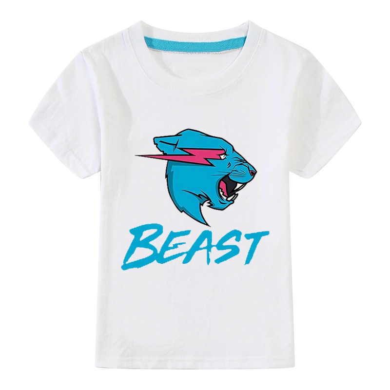 Áo Thun Cotton Tay Ngắn In Họa Tiết Hoạt Hình Mr Beast Dành Cho Trẻ Em 3-15 Tuổi