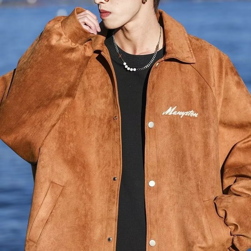 Áo Khoác Da Lộn Dáng Rộng Thời Trang Retro Đường Phố Cá Tính Cho Nam