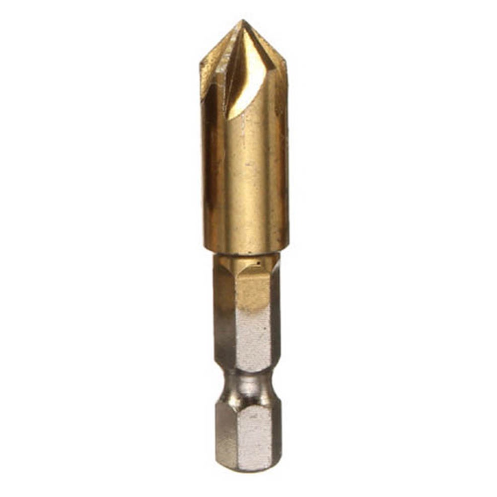 Mũi Khoan 90 Độ Bằng Kim Loại Màu Vàng Đồng 1 / 4Inch 5 Rãnh