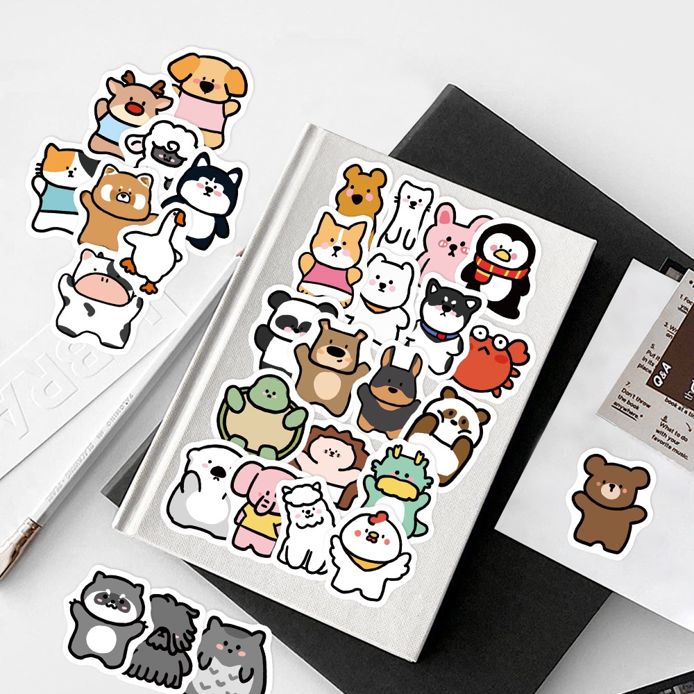 Set 100 Miếng Dán Trang Trí Mũ Bảo Hiểm Hình Động Vật Dễ Thương