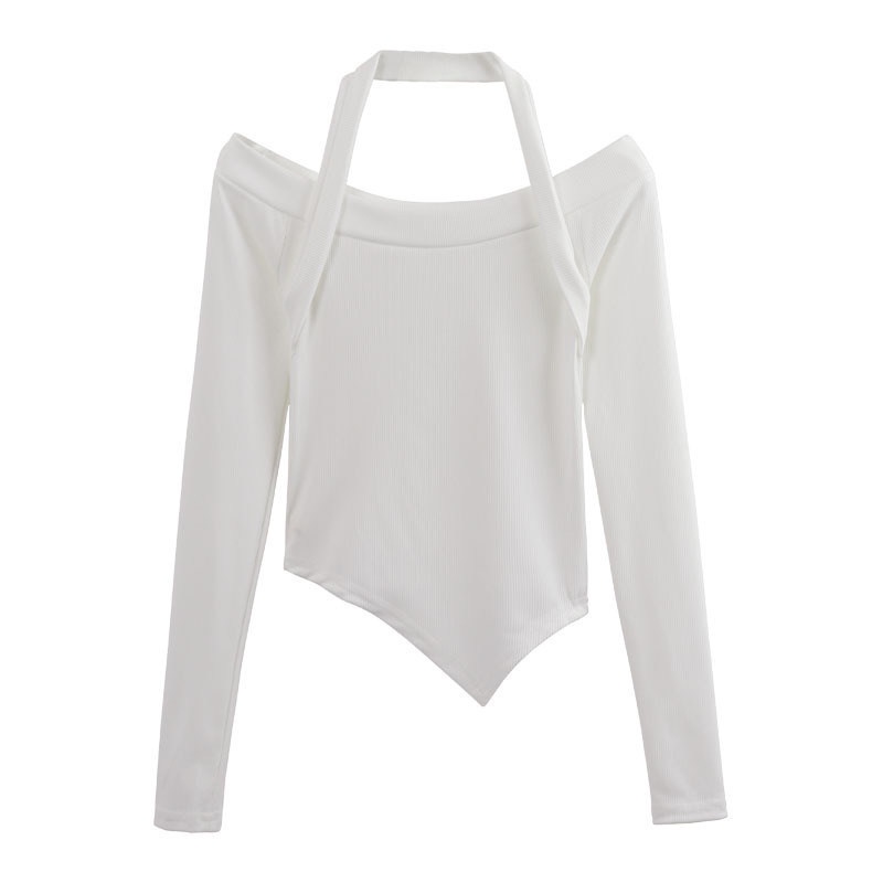 Áo Thun Tay Dài Hở Va, Áo thun trễ vai vạt chéo chất thun bo zip dày dặn co giãn thoải mái