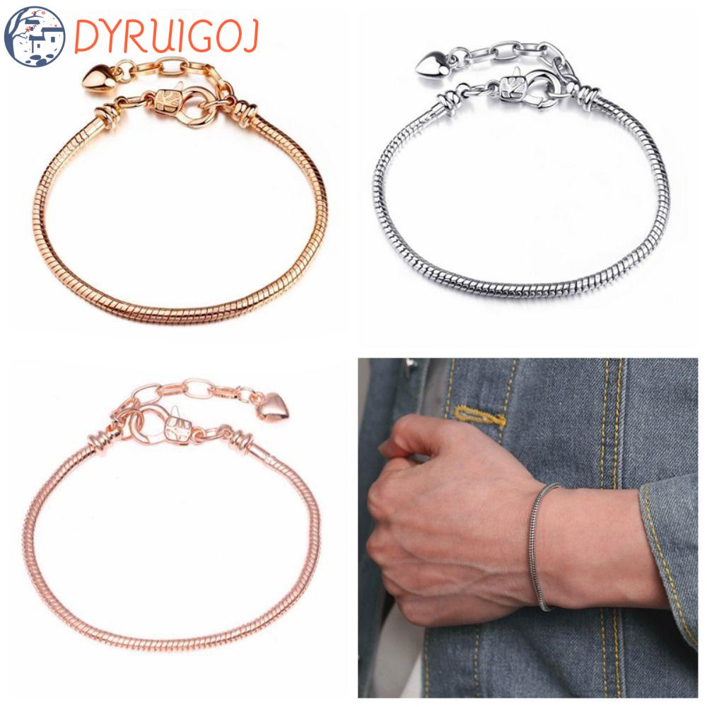 Dyruidoj Chuỗi Dây Xích Khóa Tôm Hùm Mạ Bạc / Trắng K / rose / Lỗ To Bằng Thép Không Gỉ Thanh Lịch Cho Nữ