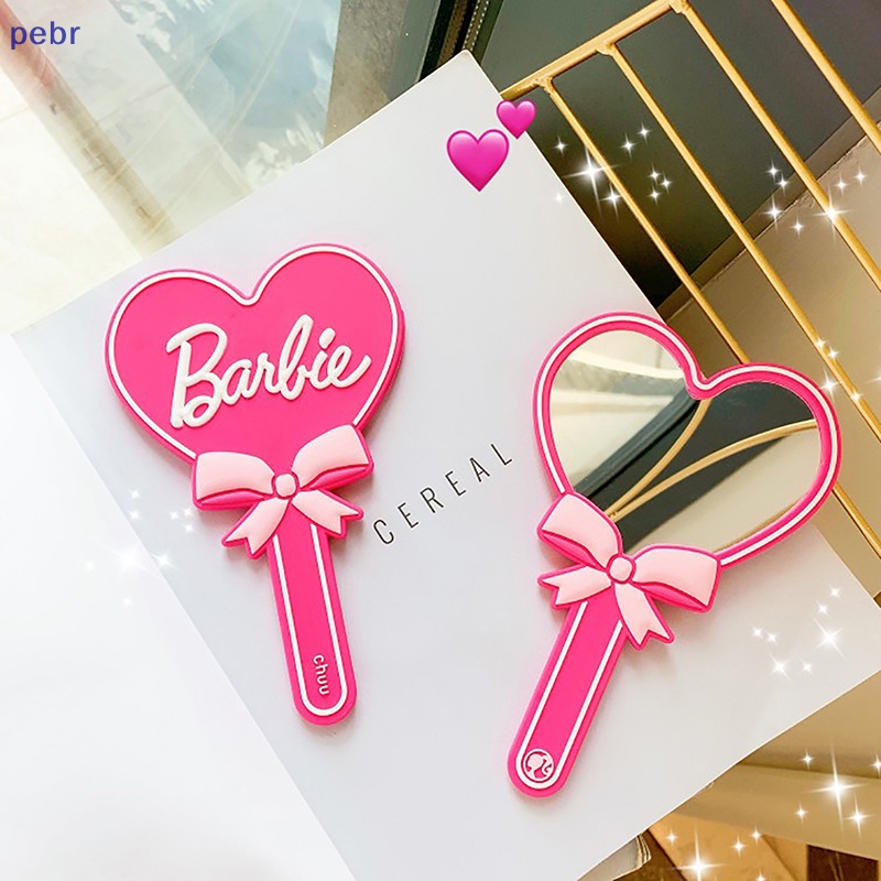 Gương Trang Điểm Cầm Tay Hình Trái Tim Hoạt Hình Màu Hồng Xinh Xắn Cho Búp Bê Barbie