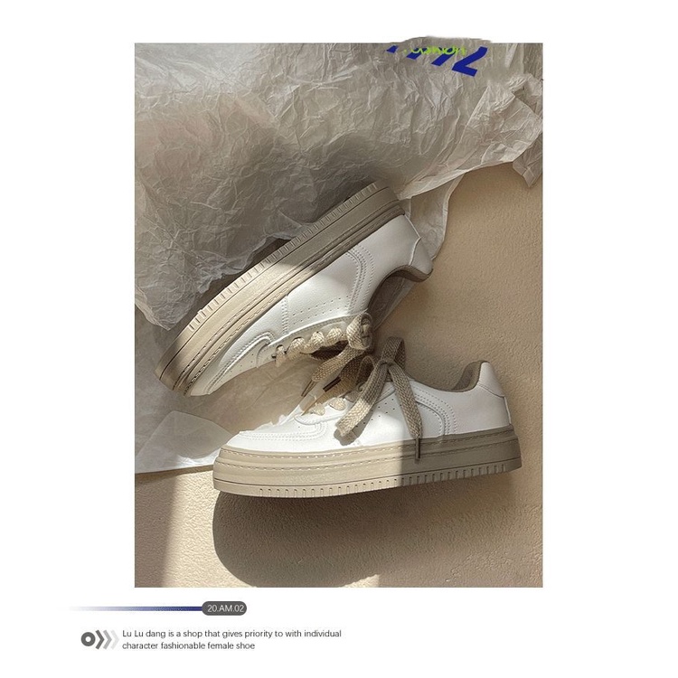 Giày Thể Thao Đế Bằng Màu Trắng Phong Cách Thời Trang Mới 2023