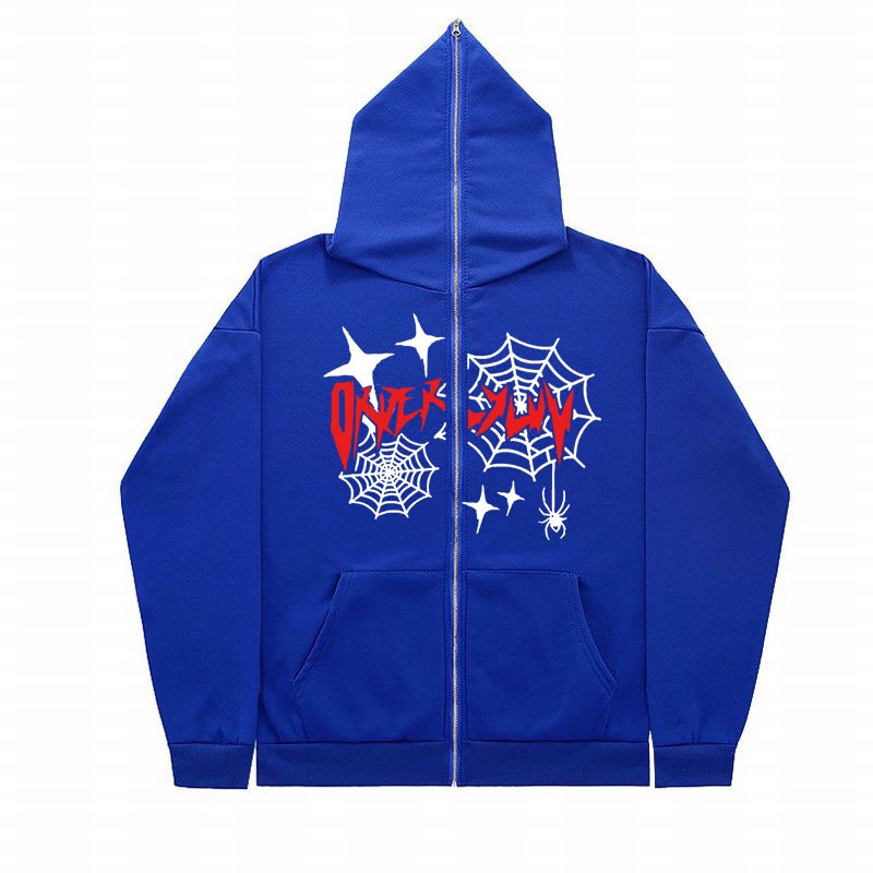 Áo Hoodie Có Khóa Kéo In Hình Mạng Nhện Thời Trang Harajuku Gothic Harajuku Cho Nam Và Nữ